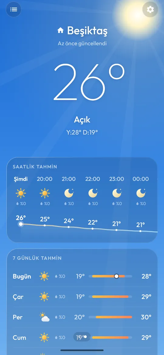 Commune Sky ana ekranı, açık bir günde
