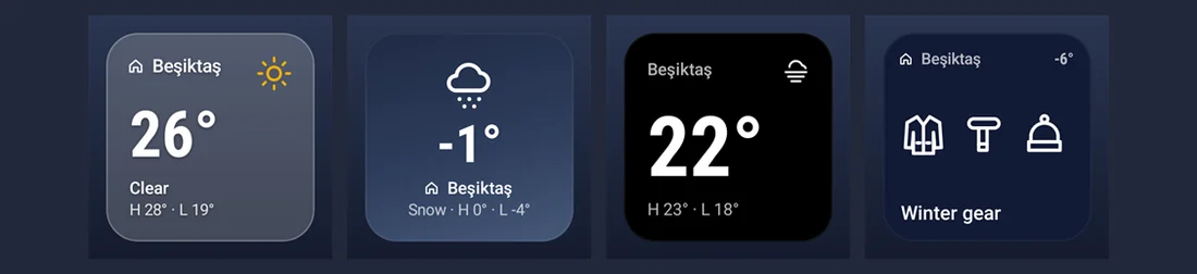 Küçük: Kompakt anlık hava stilleri; Ne giysem dahil.